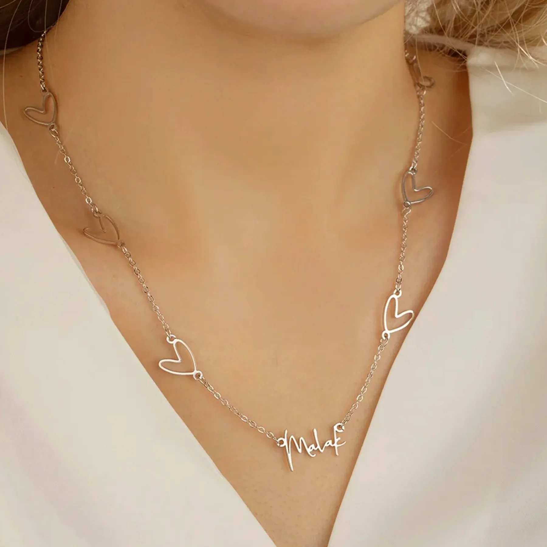 Custom Multiple Hearts Name Necklace