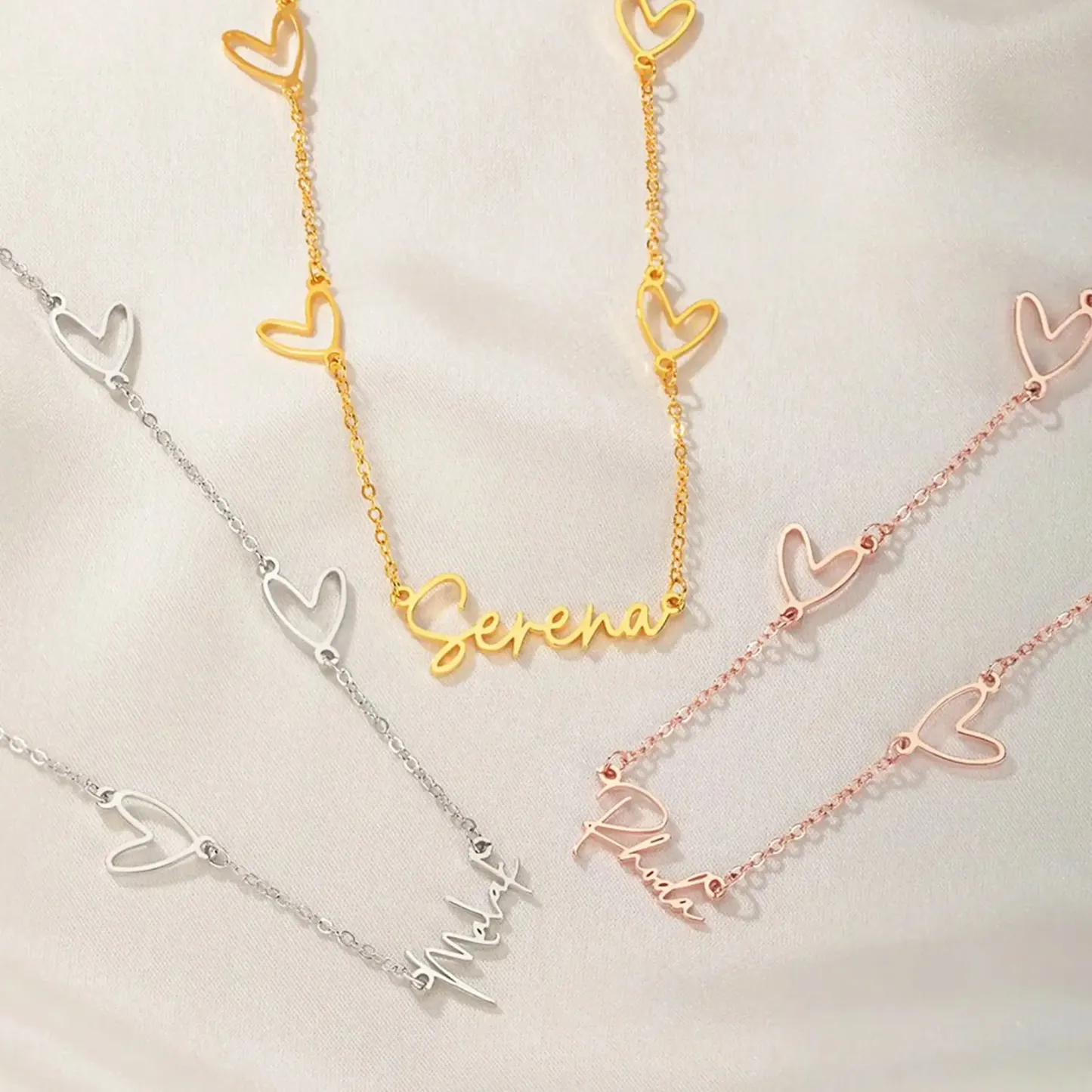 Custom Multiple Hearts Name Necklace