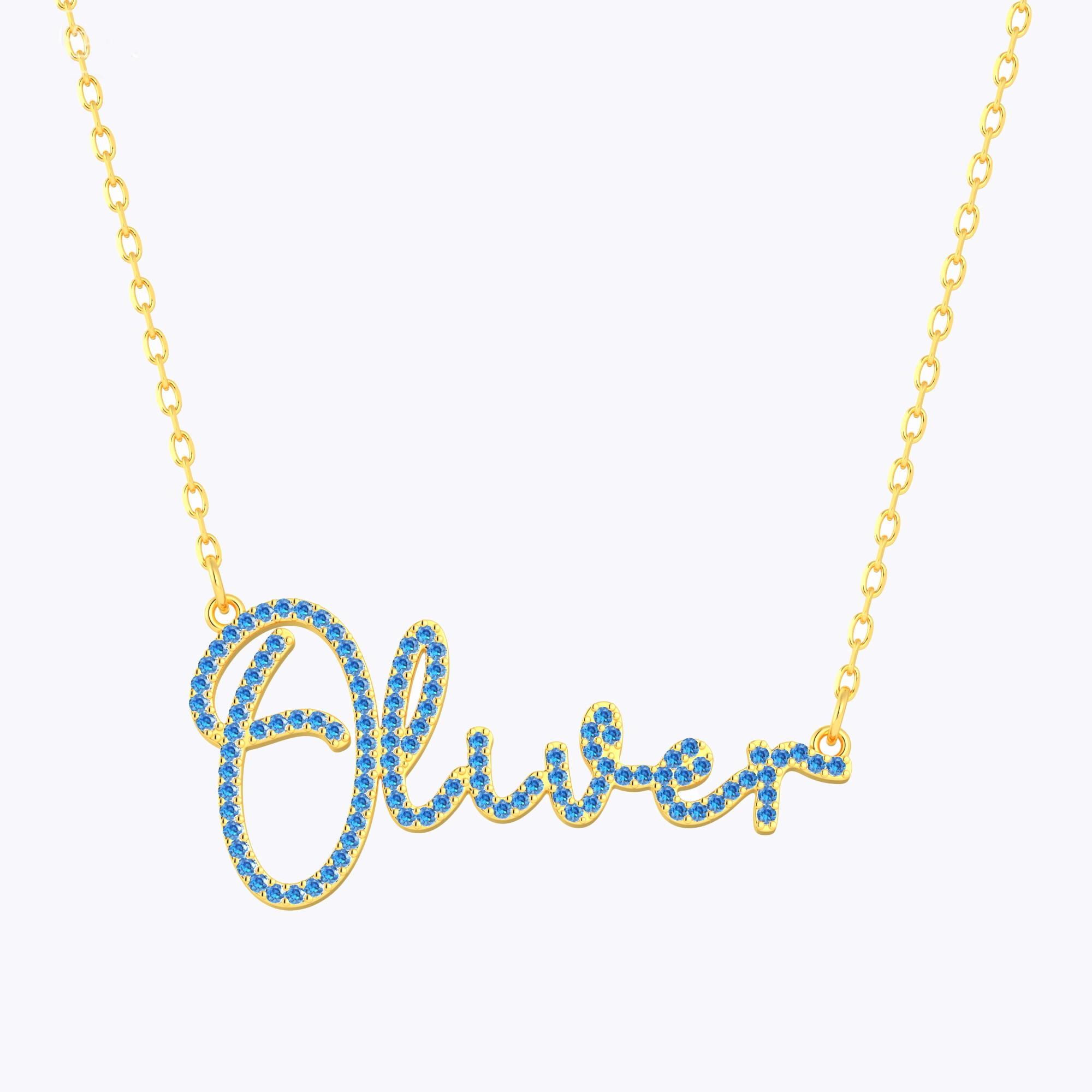 Custom Pavé Birthstone Name Necklace