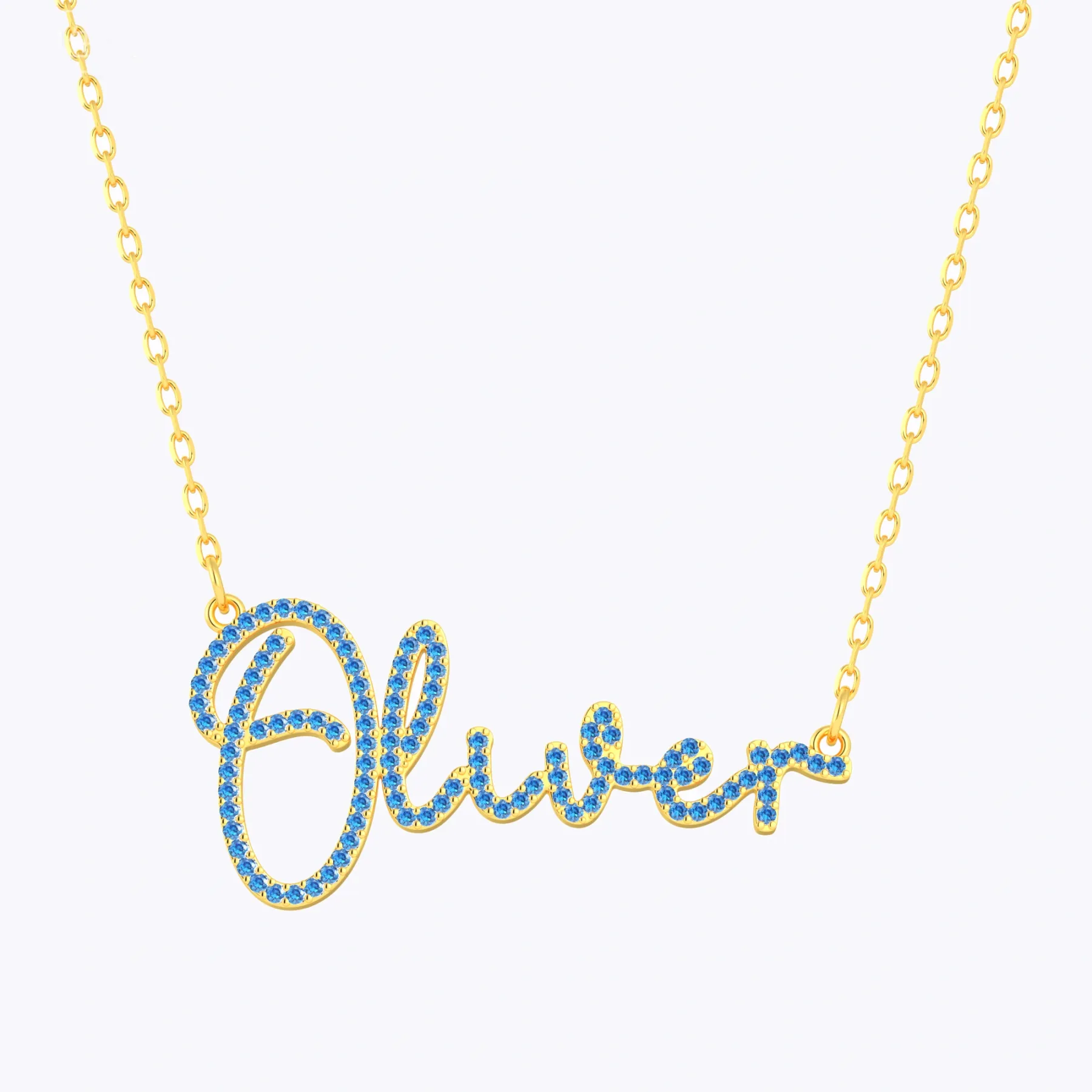 Custom Pavé Birthstone Name Necklace