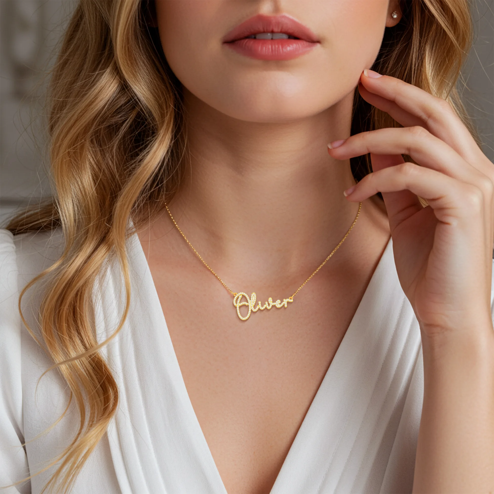 Custom Pavé Name Necklace