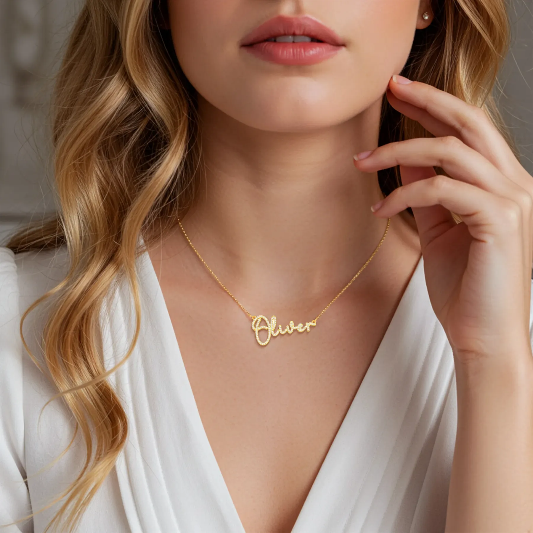 Custom Pavé Name Necklace