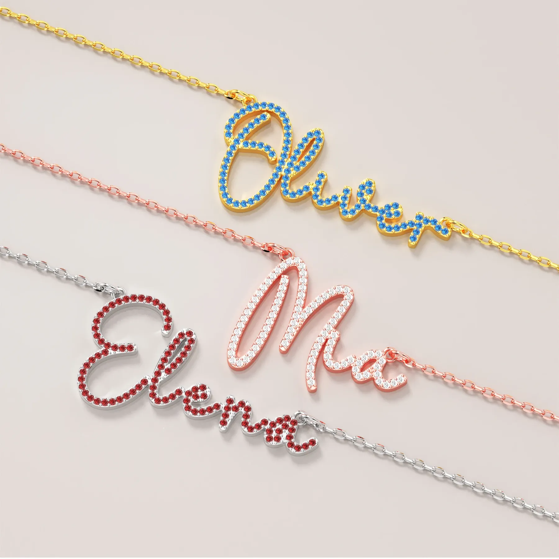 Custom Pavé Birthstone Name Necklace