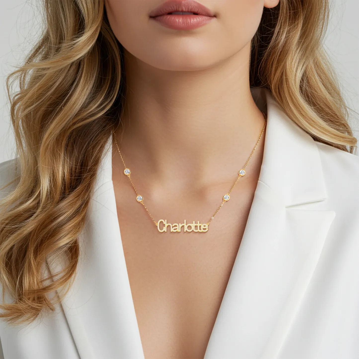 Personalized Name Necklace with Crystal