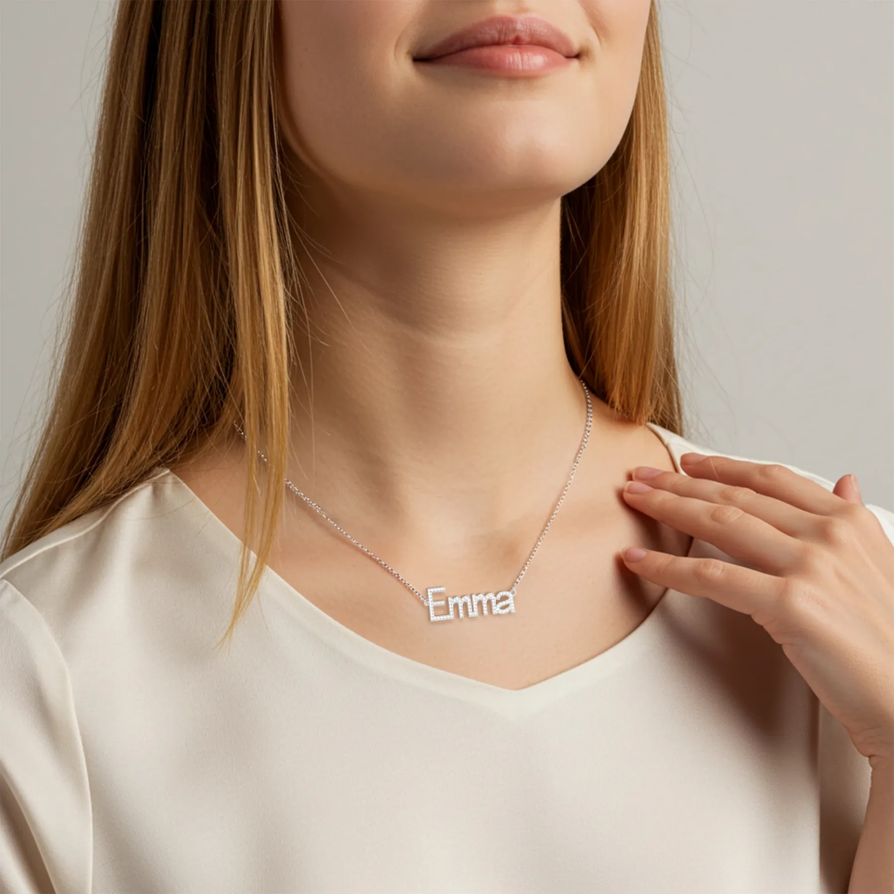 Custom Pavé Birthstone Name Necklace