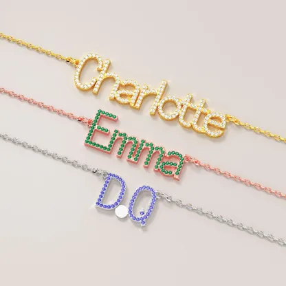 Custom Pavé Birthstone Name Necklace