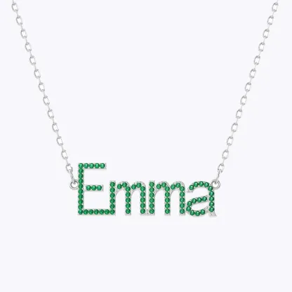 Custom Pavé Birthstone Name Necklace