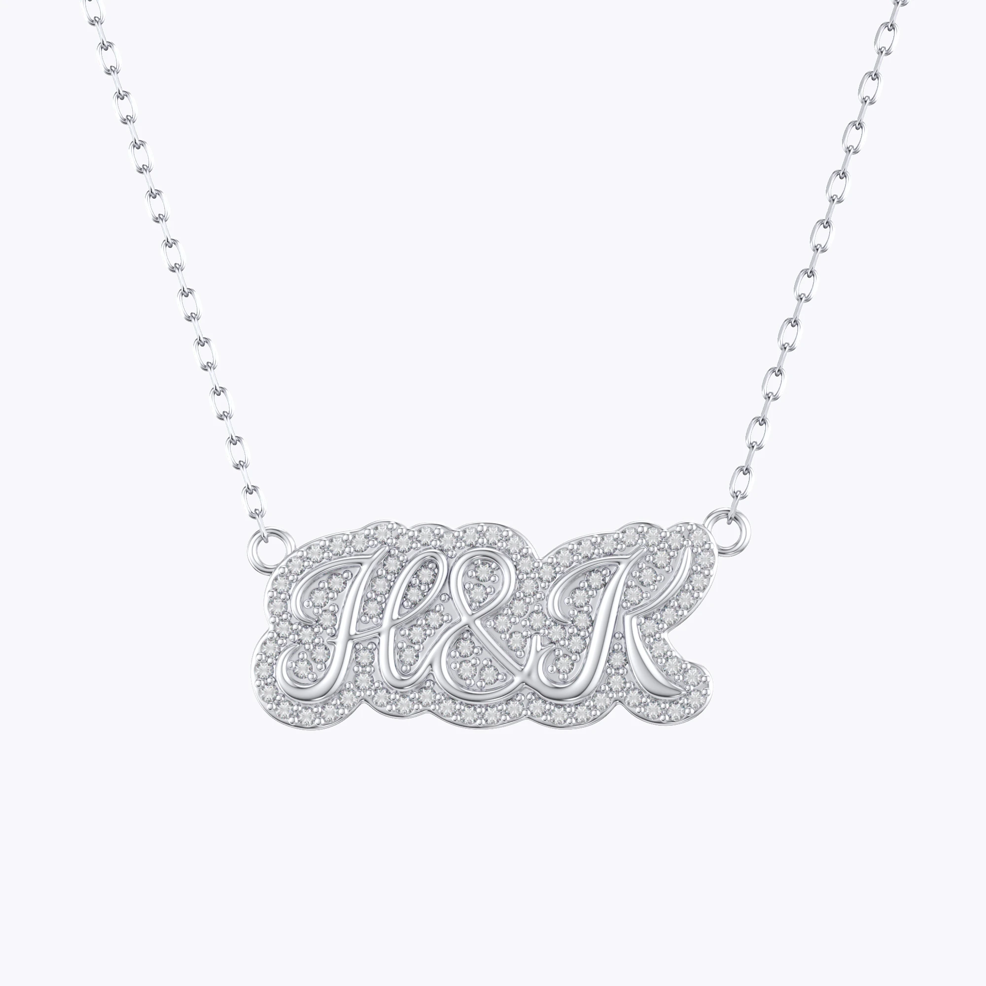 Custom Pavé Name Date Initials Necklace