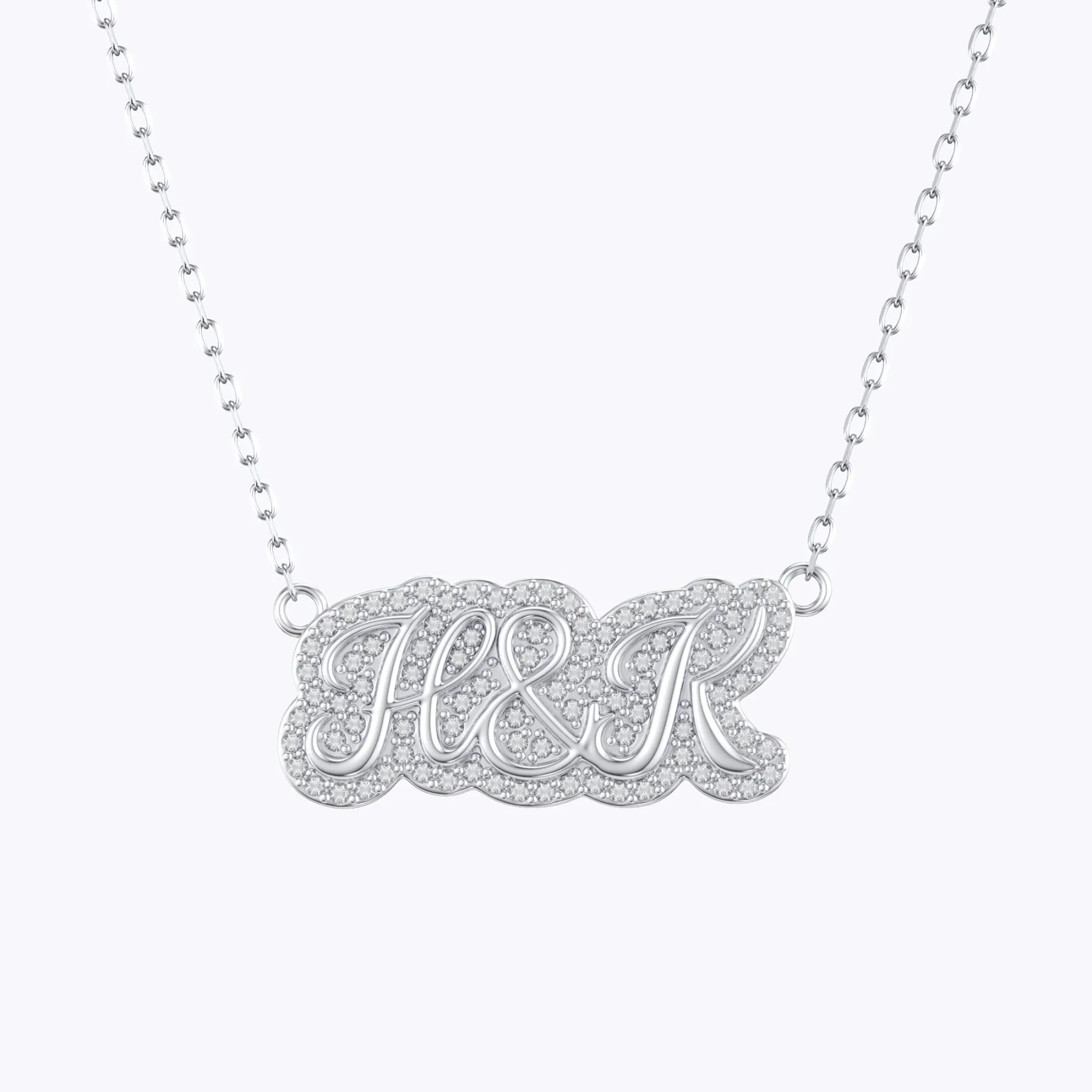 Custom Pavé Name Date Initials Necklace