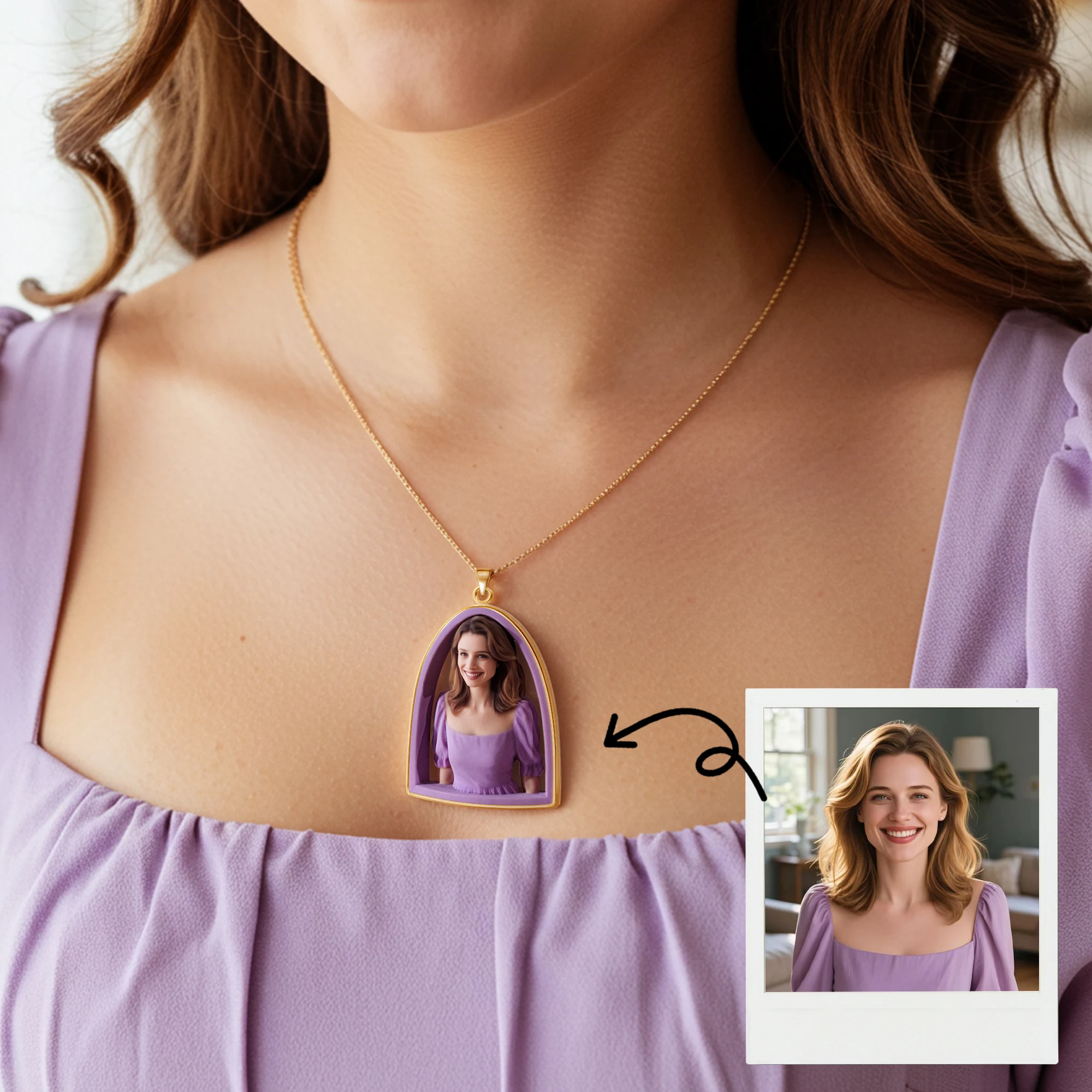 Personalized Highly Realistic Full-Color 3D Bust Figurine Necklace