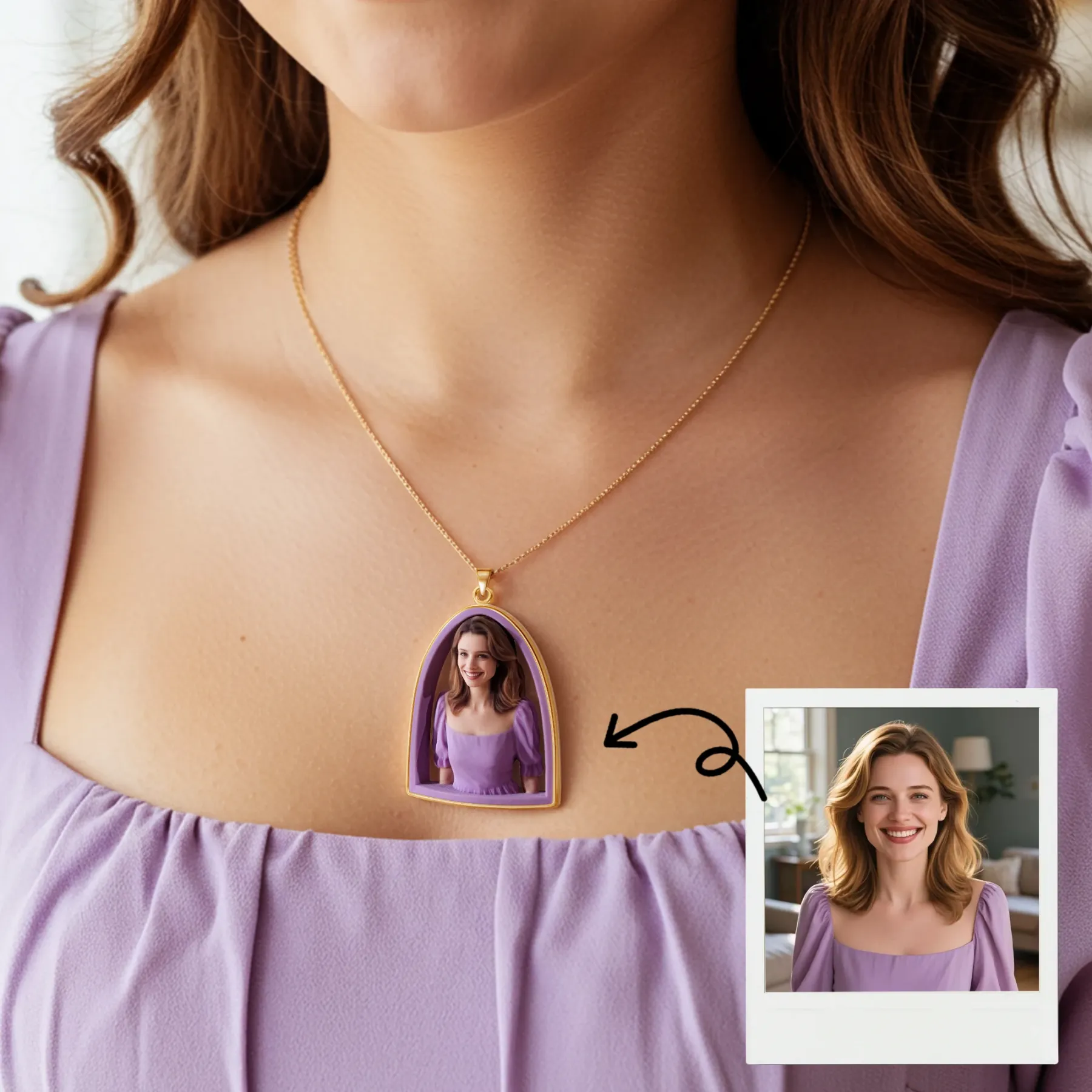 Personalized Highly Realistic Full-Color 3D Bust Figurine Necklace