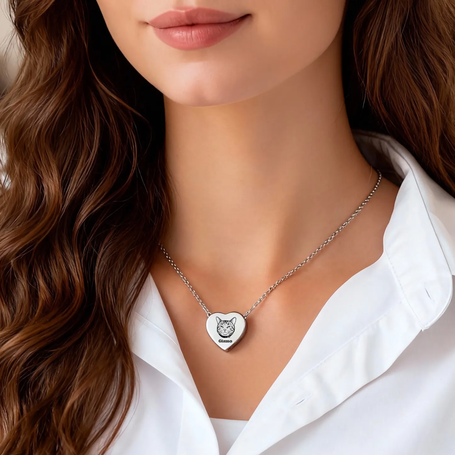 Custom Pet Portrait Heart Cremation Urn Necklace for Ashes Cremation