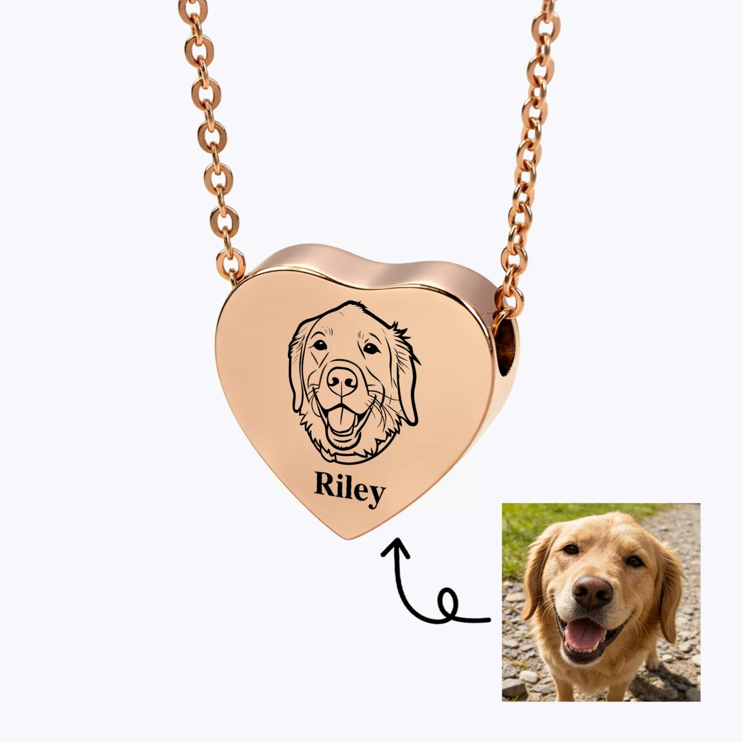 Custom Pet Portrait Heart Cremation Urn Necklace for Ashes Cremation