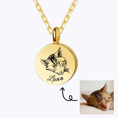 Custom Pet Portrait Round Cremation Urn Necklace for Ashes Cremation