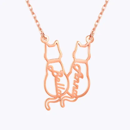 Custom 1–6 Cat Back Outline Name Necklace