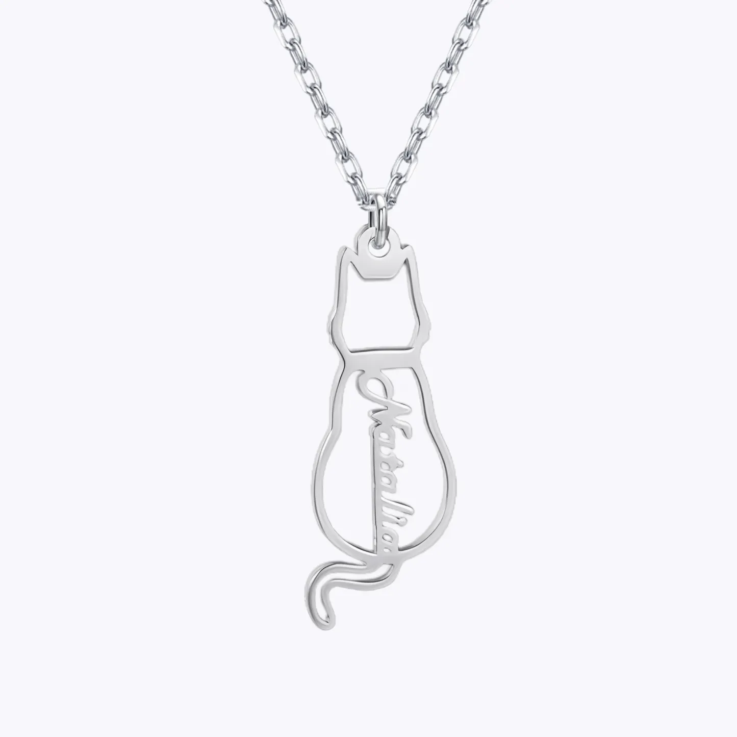 Custom 1–6 Cat Back Outline Name Necklace