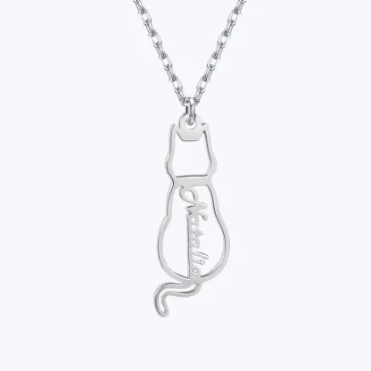 Custom 1–6 Cat Back Outline Name Necklace