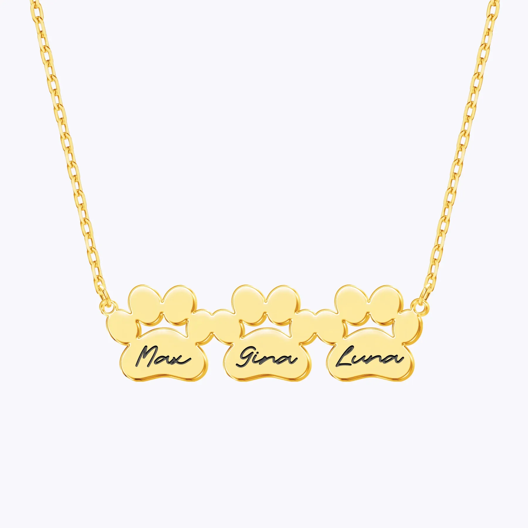 Custom 1–6 Paw Prints and Name Necklace for Pet Lovers