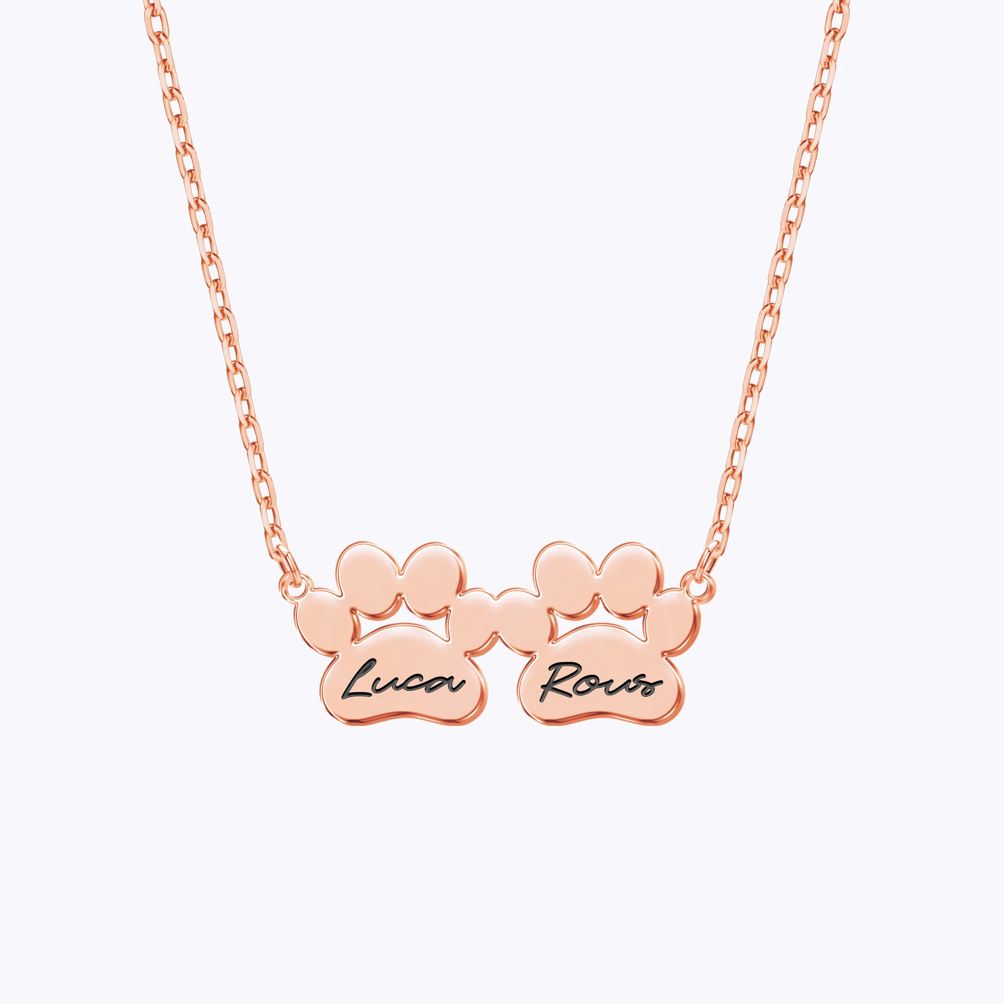 Custom 1–6 Paw Prints and Name Necklace for Pet Lovers