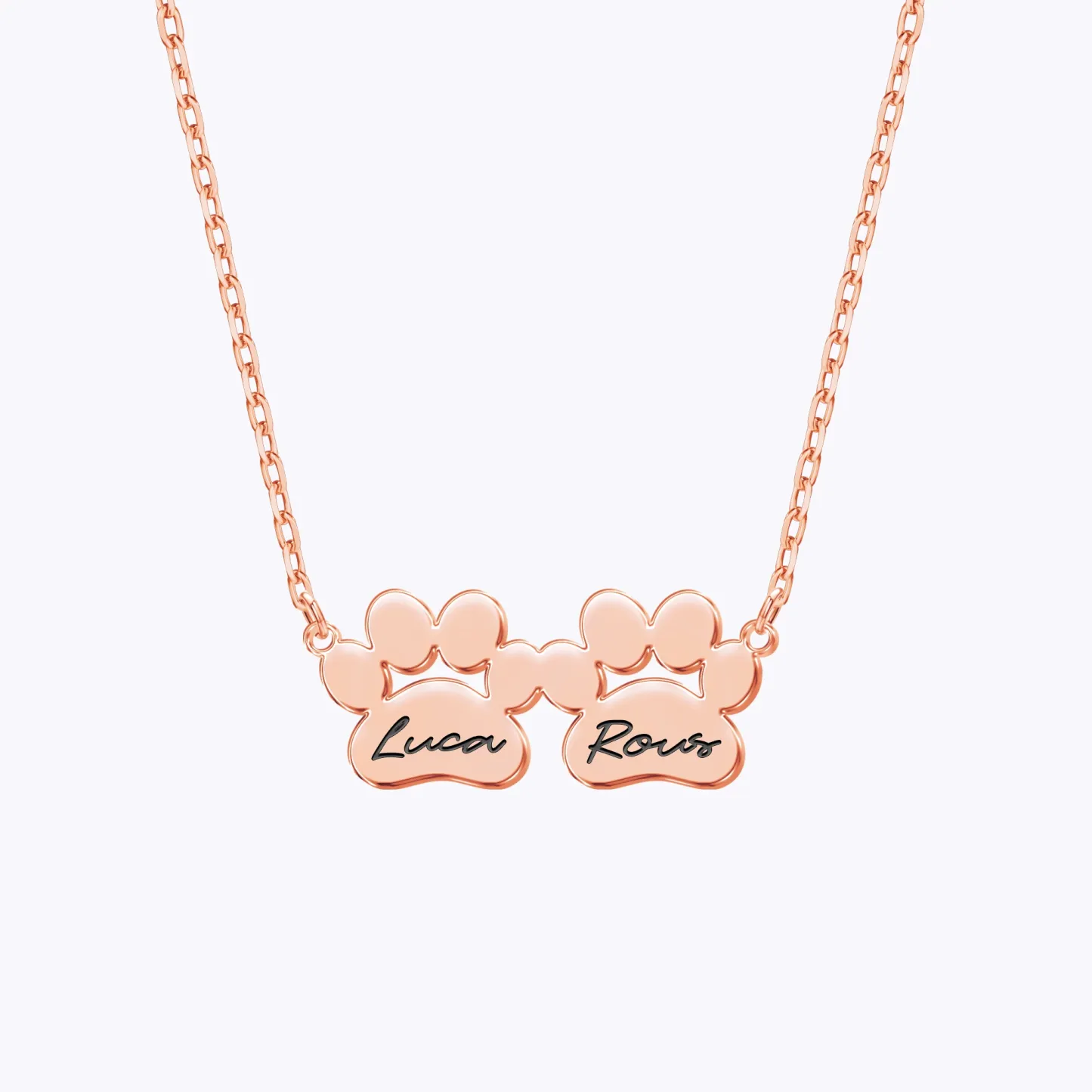 Custom 1–6 Paw Prints and Name Necklace for Pet Lovers