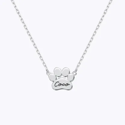 Custom 1–6 Paw Prints and Name Necklace for Pet Lovers