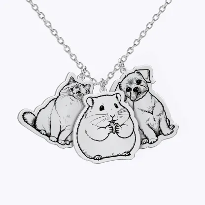 Custom Cat Dog Full Body Portrait Pendant Necklace for Pet Lovers