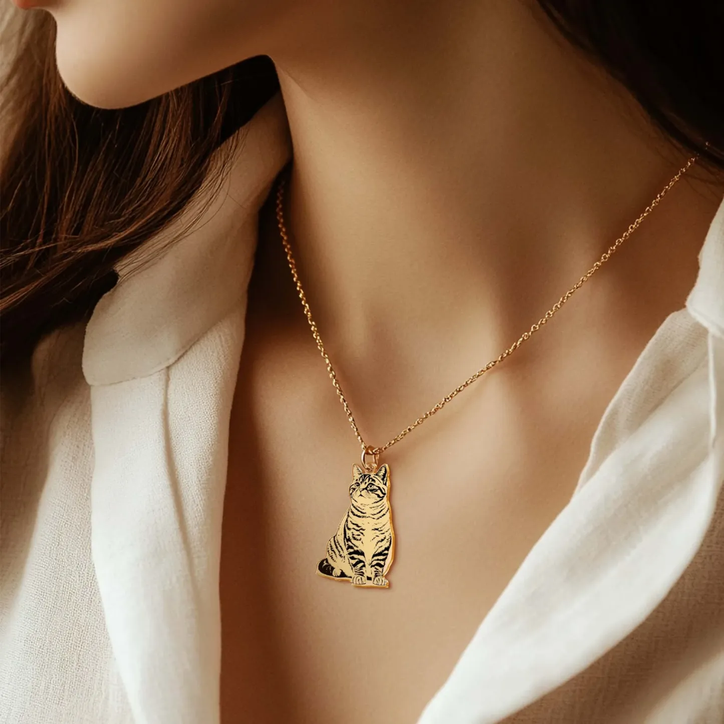 Custom Cat Dog Full Body Portrait Pendant Necklace for Pet Lovers