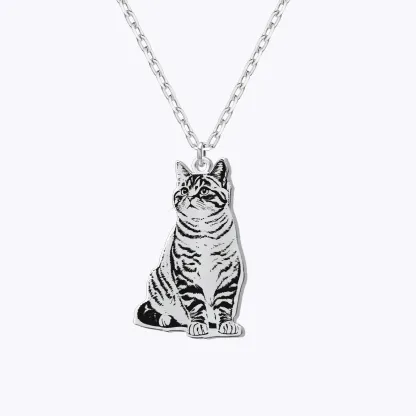 Custom Cat Dog Full Body Portrait Pendant Necklace for Pet Lovers