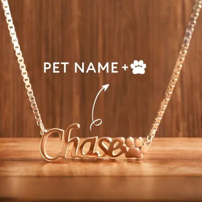 Persnoalized Pet Paw Name Necklace