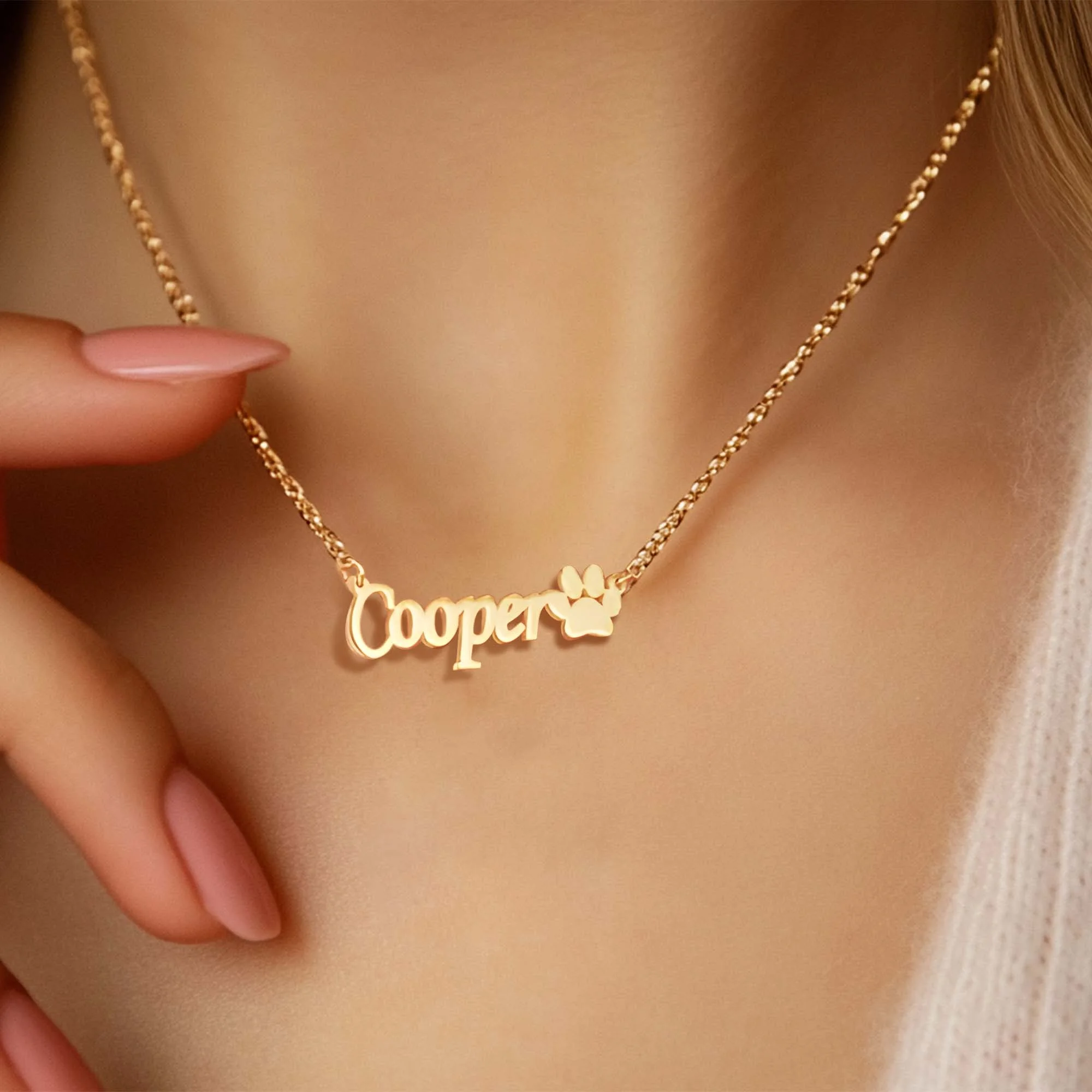 Persnoalized Pet Paw Name Necklace