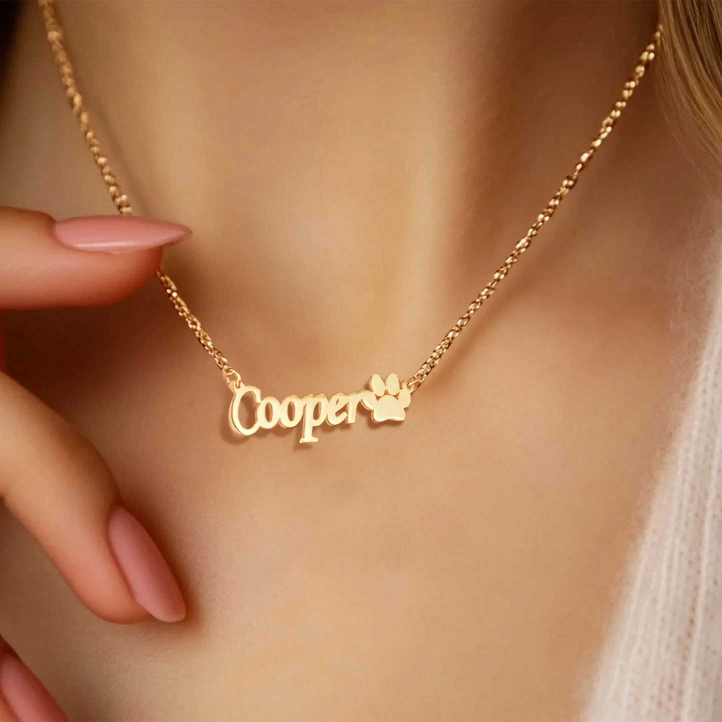 Persnoalized Pet Paw Name Necklace