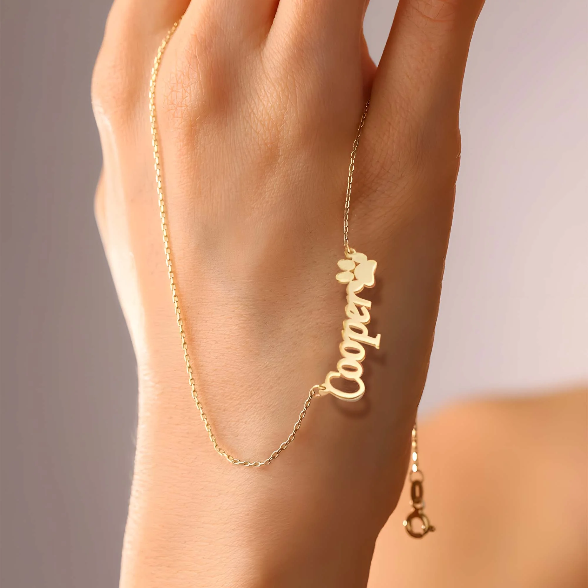 Persnoalized Pet Paw Name Necklace