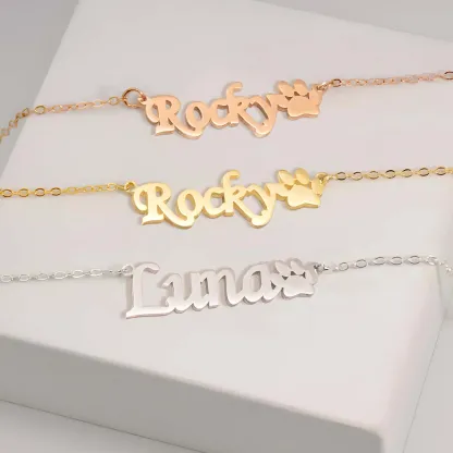 Persnoalized Pet Paw Name Necklace