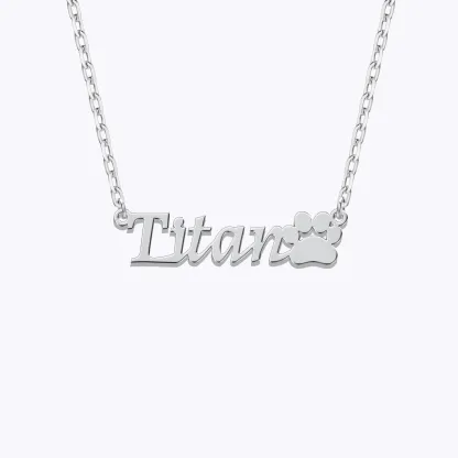 Persnoalized Pet Paw Name Necklace