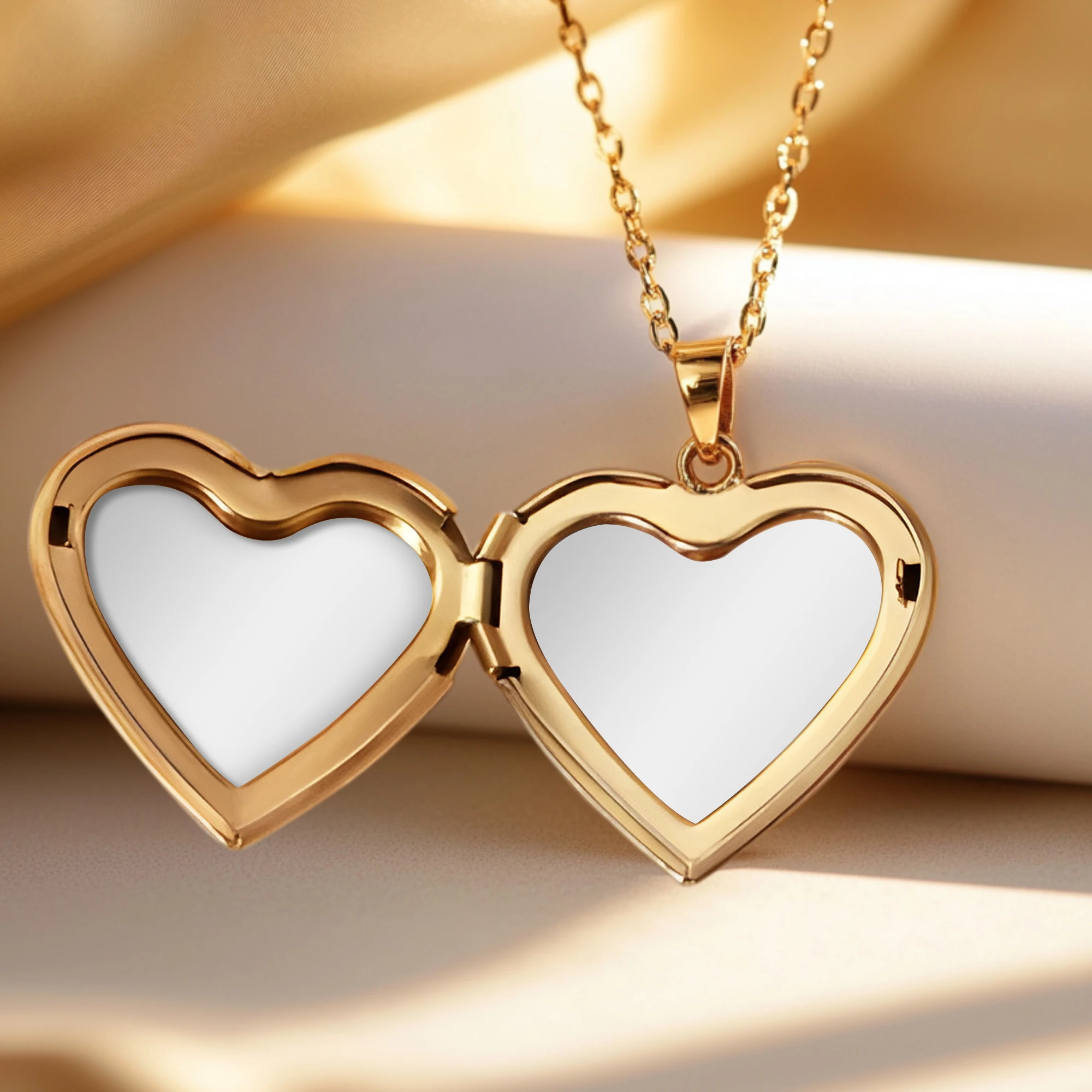 Birth Flower Heart Shape Locket Necklace with Hidden Photos