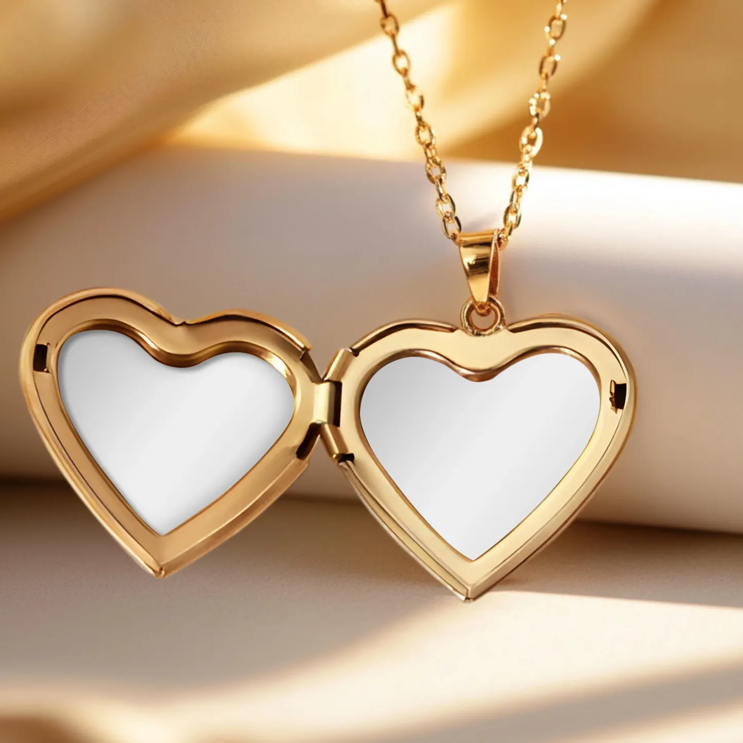 Birth Flower Heart Shape Locket Necklace with Hidden Photos