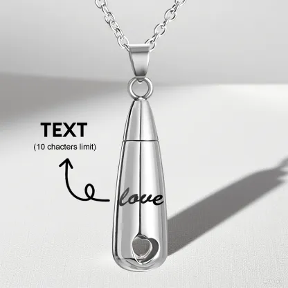 Personalized Teardrop Shape Heart Cutout Urn Necklace with Name