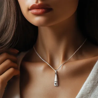 Personalized Teardrop Shape Heart Cutout Urn Necklace with Name