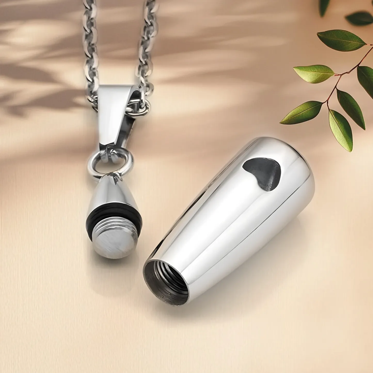 Personalized Teardrop Shape Heart Cutout Urn Necklace with Name