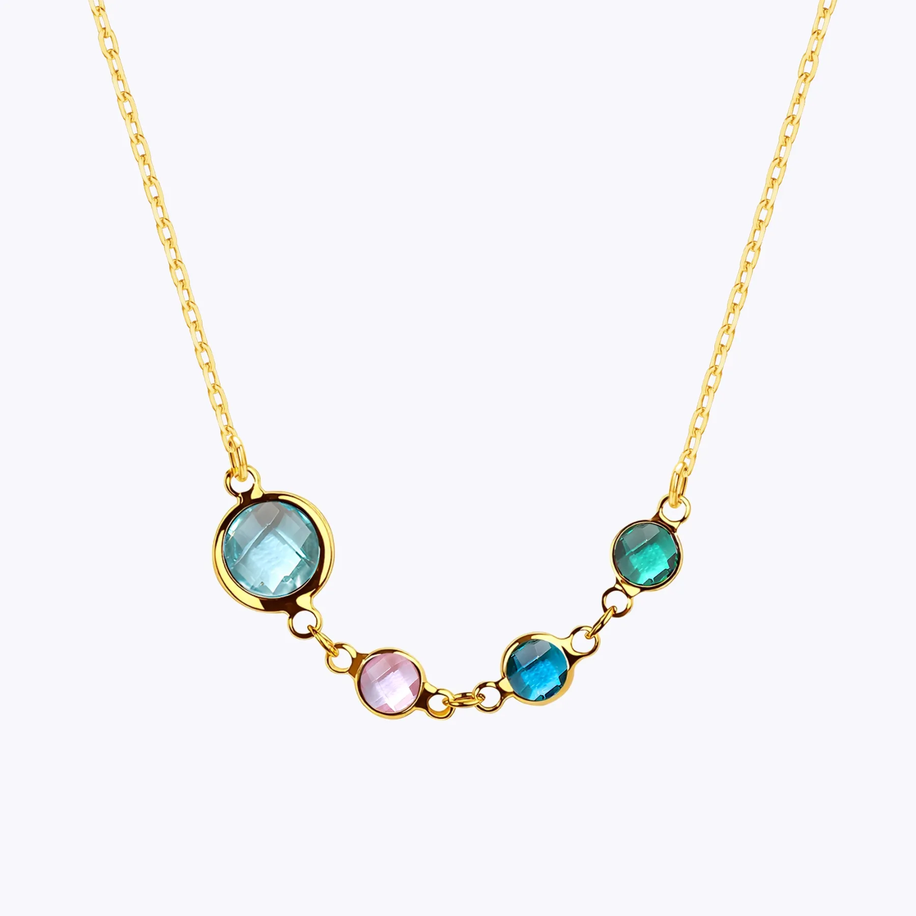 Custom 2-8 Round Birthstone Necklace