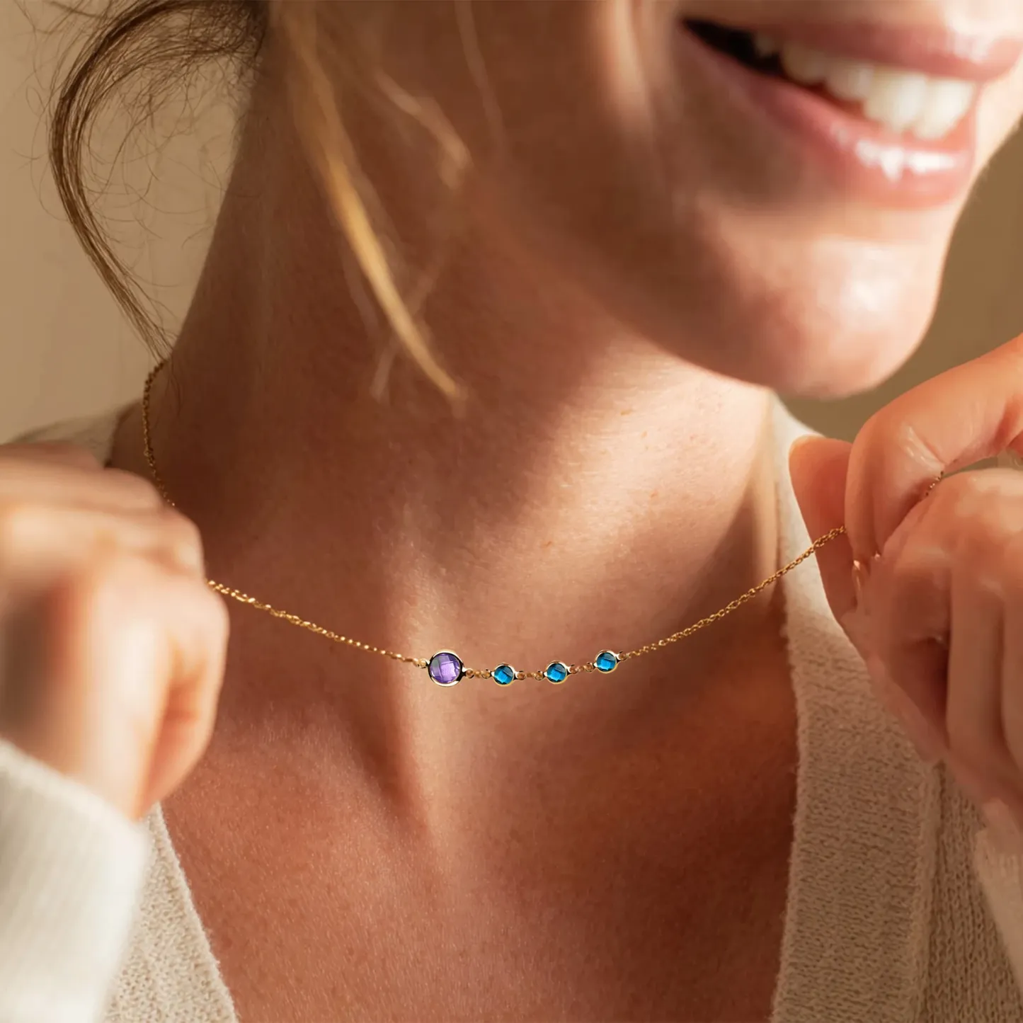 Custom 2-8 Round Birthstone Necklace