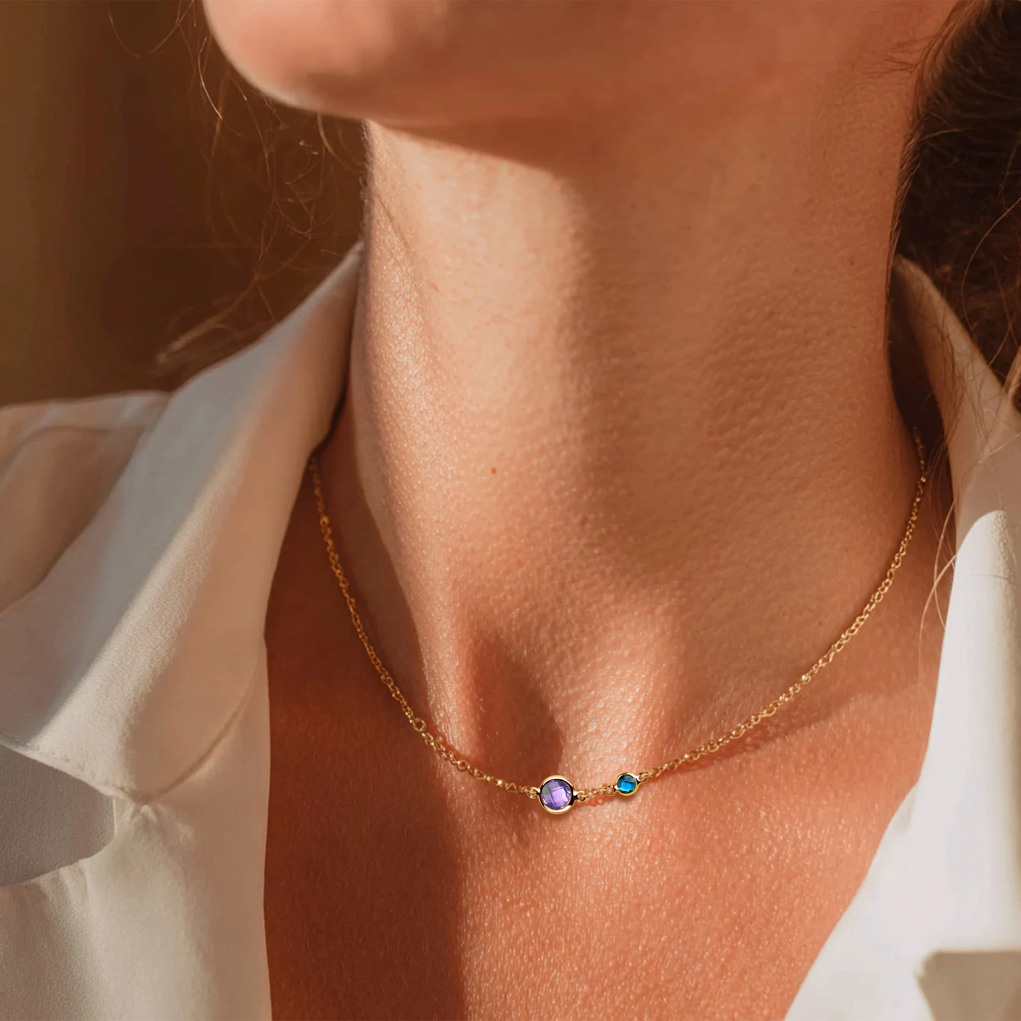 Custom 2-8 Round Birthstone Necklace