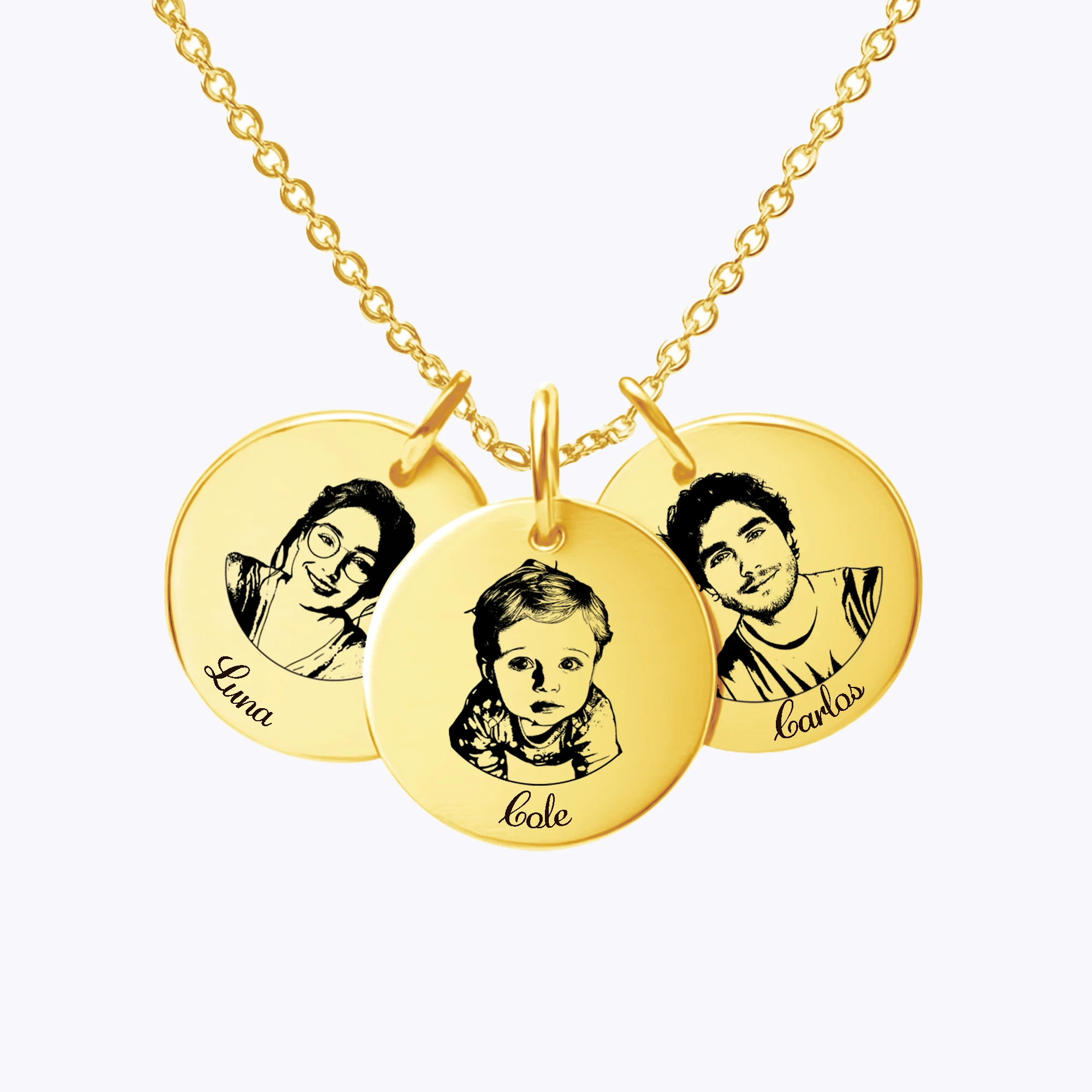 Custom 1-8 Engraved Photo Name Coin Necklace