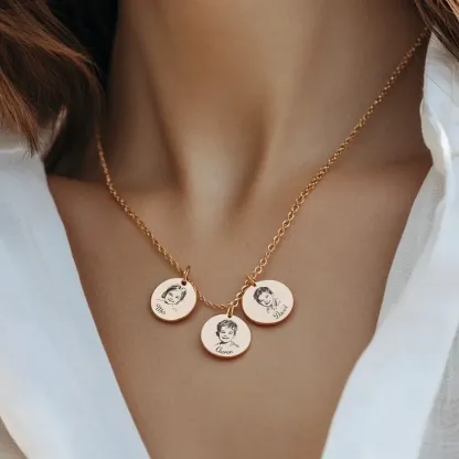 Custom 1-8 Engraved Photo Name Coin Necklace