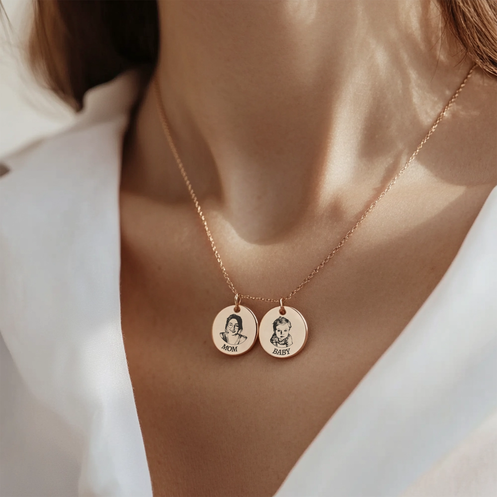 Custom 1-8 Engraved Photo Name Coin Necklace
