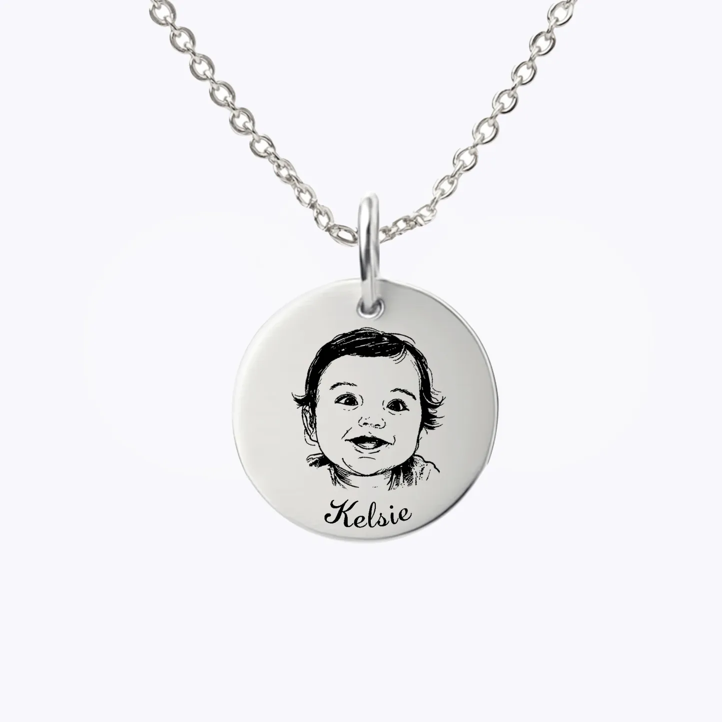 Custom 1-8 Engraved Photo Name Coin Necklace