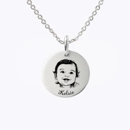 Custom 1-8 Engraved Photo Name Coin Necklace