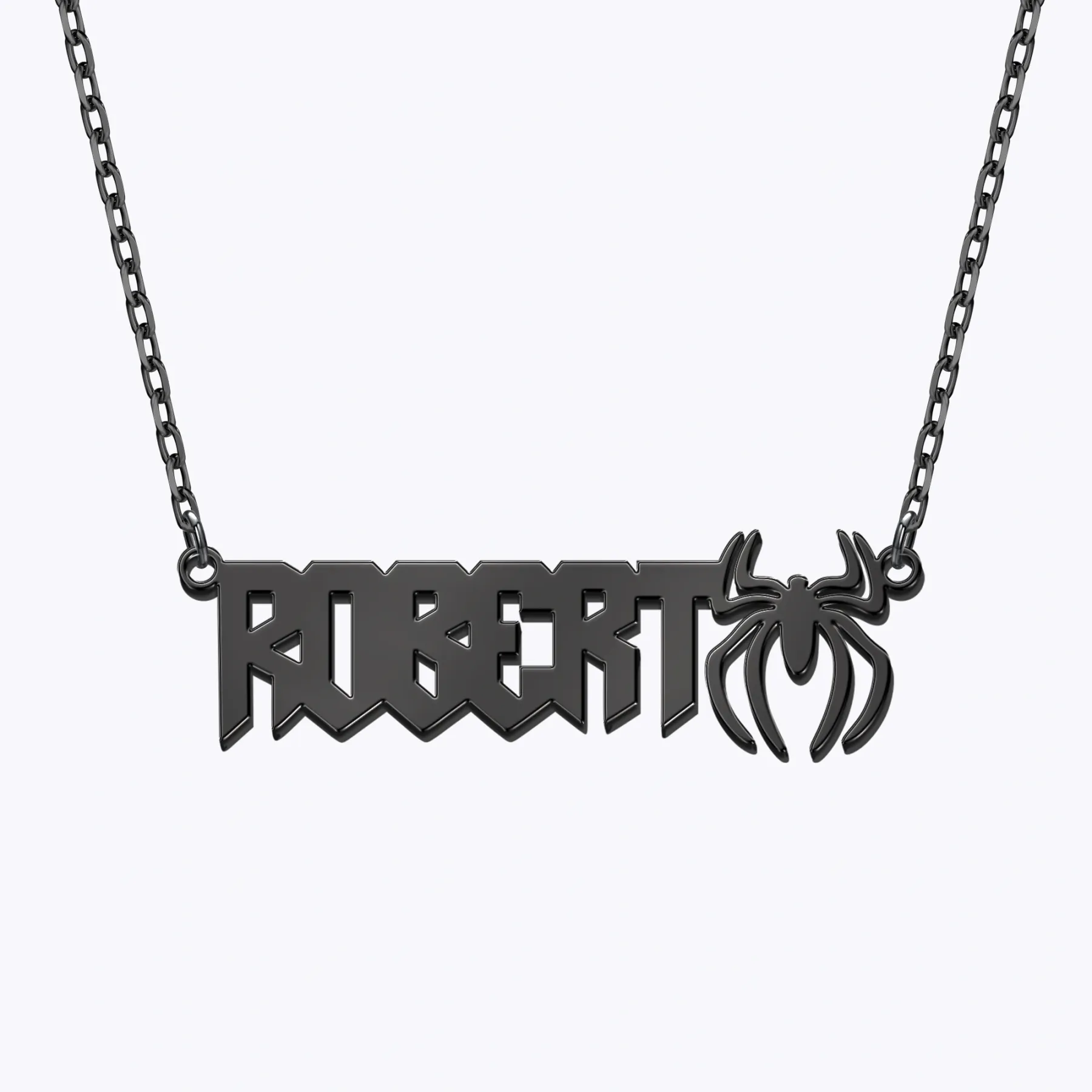 Personalized Halloween Spider Gothic Name Necklace