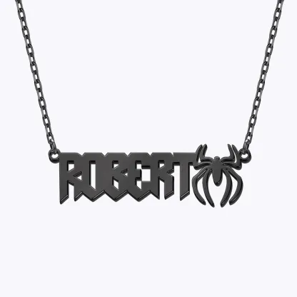 Personalized Halloween Spider Gothic Name Necklace