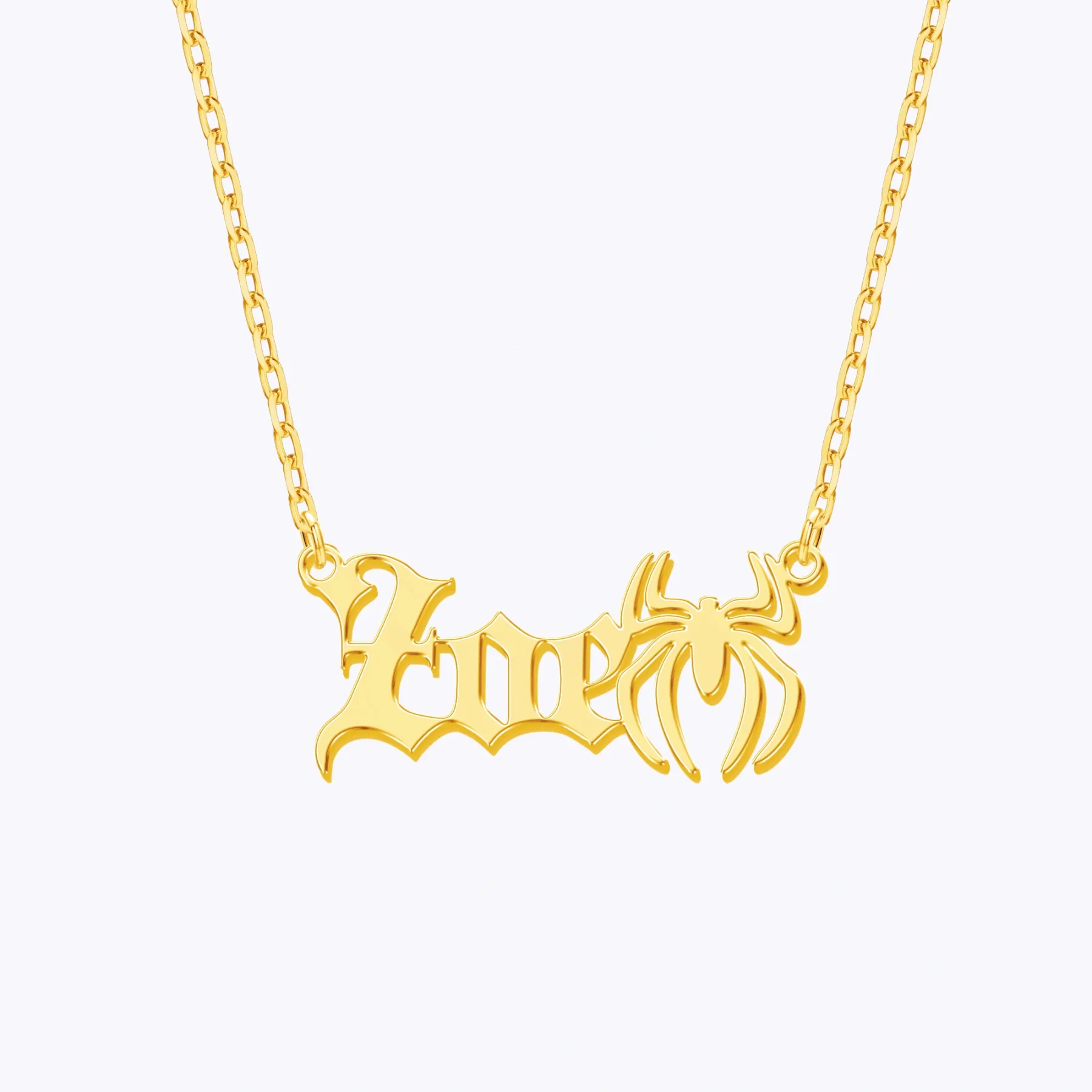 Personalized Halloween Spider Gothic Name Necklace